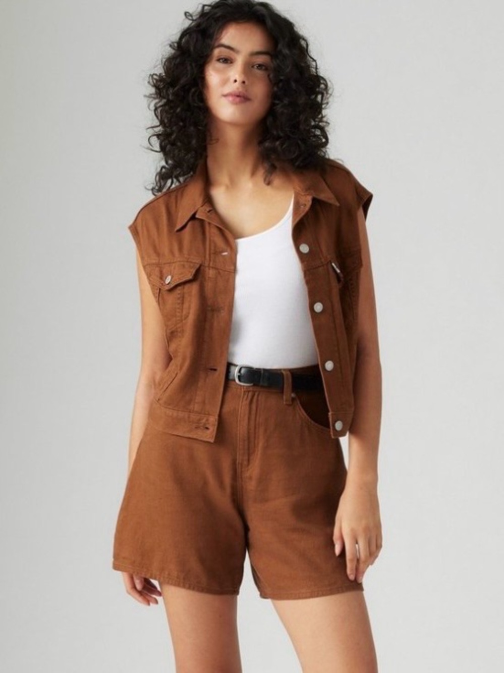 NEW Levi’s High Rise Baggy Linen Blend Lightweight Shorts Sorrel Horse Brown 33
